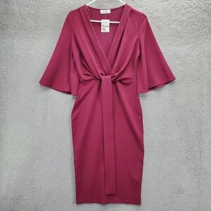 QUIZ Red Tie-front Batwing Midi Dress Womens Size 6
